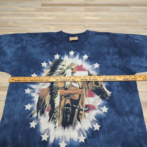 The Mountain Native American On Horse USA Tie Dye T-Shirt Mens XL/XXL, 90's - Picture 4 of 7